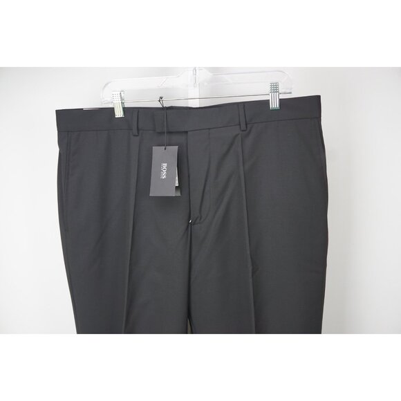 Hugo Boss Parker2 Wool Solid Black Mens Dress Pants Sz 40 Brand New